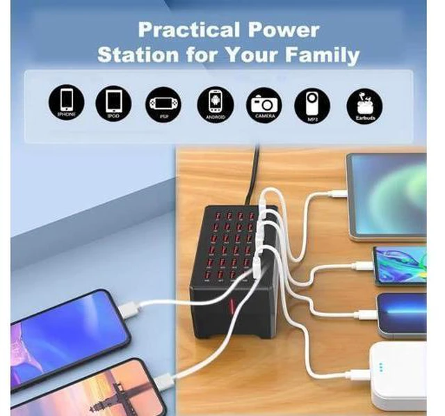 Alt view image 9 of 14 - USB Charger Station, 30-Port USB 150W/30A Multiple USB Charging Station, Multi Ports USB Charger Station for Smartphones, Tablets, and Other USB Devices