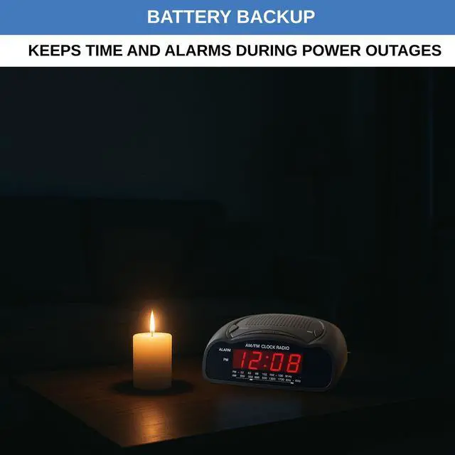 Alt view image 10 of 10 - Digital Alarm Clock | AM/FM Clock Radio with Red LED Display, Loud Alarm for Heavy Sleepers | Desk or Bedside Clock