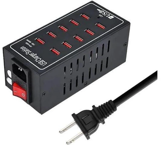 Alt view image 8 of 14 - 10-Port USB Charging Station, 10-in-1 Multi Port USB Charger for i-Ph-one13/14/15,60W Power Delivery Desktop Accessory with Intelligent Protection for Smartphones Tablet PC School Shopping Hotel Malls