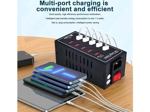 Alt view image 9 of 14 - 10-Port USB Charging Station, 10-in-1 Multi Port USB Charger for i-Ph-one13/14/15,60W Power Delivery Desktop Accessory with Intelligent Protection for Smartphones Tablet PC School Shopping Hotel Malls