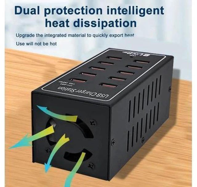 Alt view image 10 of 14 - 10-Port USB Charging Station, 10-in-1 Multi Port USB Charger for i-Ph-one13/14/15,60W Power Delivery Desktop Accessory with Intelligent Protection for Smartphones Tablet PC School Shopping Hotel Malls