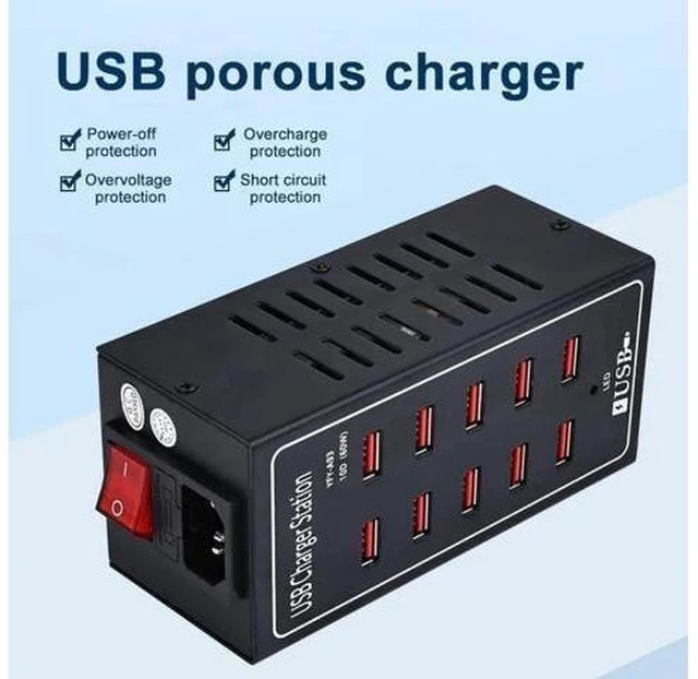 Alt view image 13 of 14 - 10-Port USB Charging Station, 10-in-1 Multi Port USB Charger for i-Ph-one13/14/15,60W Power Delivery Desktop Accessory with Intelligent Protection for Smartphones Tablet PC School Shopping Hotel Malls