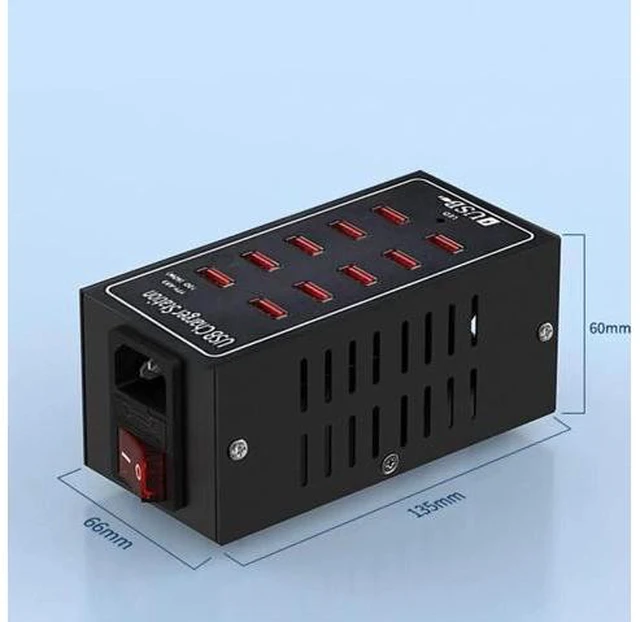 Alt view image 14 of 14 - 10-Port USB Charging Station, 10-in-1 Multi Port USB Charger for i-Ph-one13/14/15,60W Power Delivery Desktop Accessory with Intelligent Protection for Smartphones Tablet PC School Shopping Hotel Malls