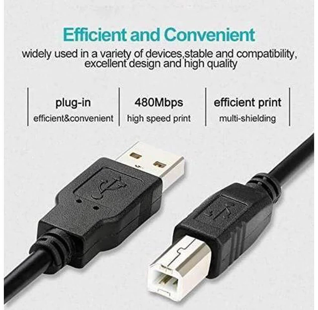 Alt view image 14 of 14 - Aomoproing USB 2.0 Printer Cable to Computer USB Printer Scanner Cable High Speed A Male to B Male Cord Compatible with HP, Epson, Lexmark, Xerox, Samsung (10M)