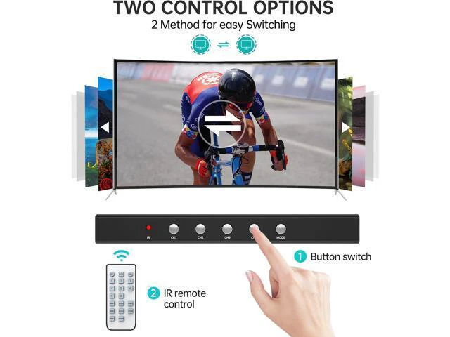 Alt view image 8 of 12 - MT-VIKI 4K HDMI Multiviewer 4x1 w/IR Remote, 4K@30Hz Seamless HDMI Switcher 4 in 1 Out for PS4/PS5/Security Camera