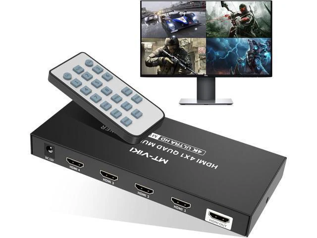 Alt view image 7 of 12 - MT-VIKI 4K HDMI Multiviewer 4x1 w/IR Remote, 4K@30Hz Seamless HDMI Switcher 4 in 1 Out for PS4/PS5/Security Camera