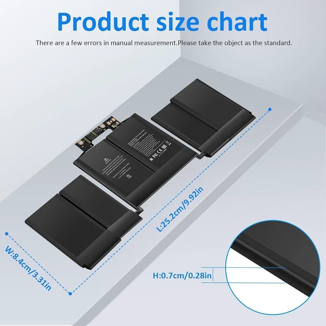 Alt view image 13 of 14 - A1989 A1964 A2251 Laptop Battery for MacBook Pro 13 Inch A1989 Battery (Mid 2019-2018) EMC 3214 3358 3348 MR9Q2LL/A MR9R2LL/A MR9T2LL/A MR9U2LL/A MR9V2LL/A MV962LLA MV972LL/A MV982LL/A MV992LL/A