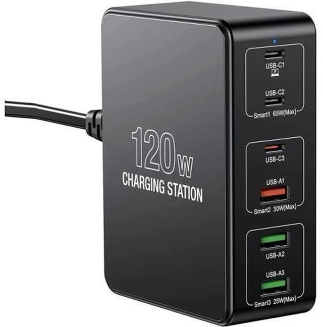 Alt view image 8 of 14 - 120W USB C Charging Station, Multiport USB Charging Station, Multi USB Charger Station, 6 Ports USB Charging Station for Multiple Devices, USB Charging Hub Compatible with MacBook, Laptop, Smartphones
