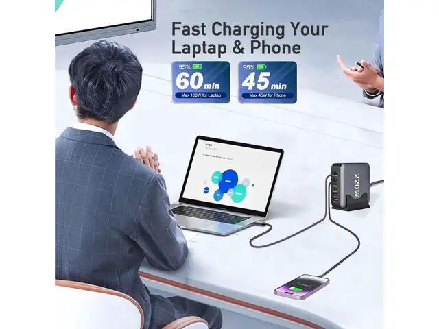 Alt view image 12 of 12 - USB Charging Station for Multiple Devices, 220W 6-Port USB Charging Hub with 4 PD USB-C, 2 QC USB-A, Max 100W Output Fast Charging Station for i-Phone, Android Cellphones, Switch, Tablet etc..