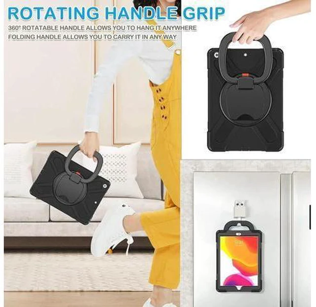 Alt view image 9 of 14 - iPad 8th 7th Generation Case, iPad 10.2 inch Case 2021 2020 2019, Heavy Duty Rugged Kids Cover with Rotating Stand/Pencil Holder/Carrying Strap