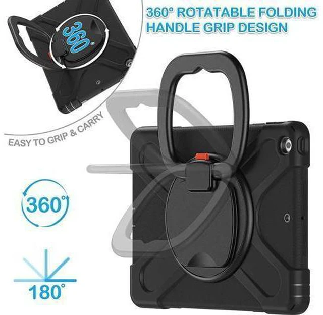 Alt view image 10 of 14 - iPad 8th 7th Generation Case, iPad 10.2 inch Case 2021 2020 2019, Heavy Duty Rugged Kids Cover with Rotating Stand/Pencil Holder/Carrying Strap