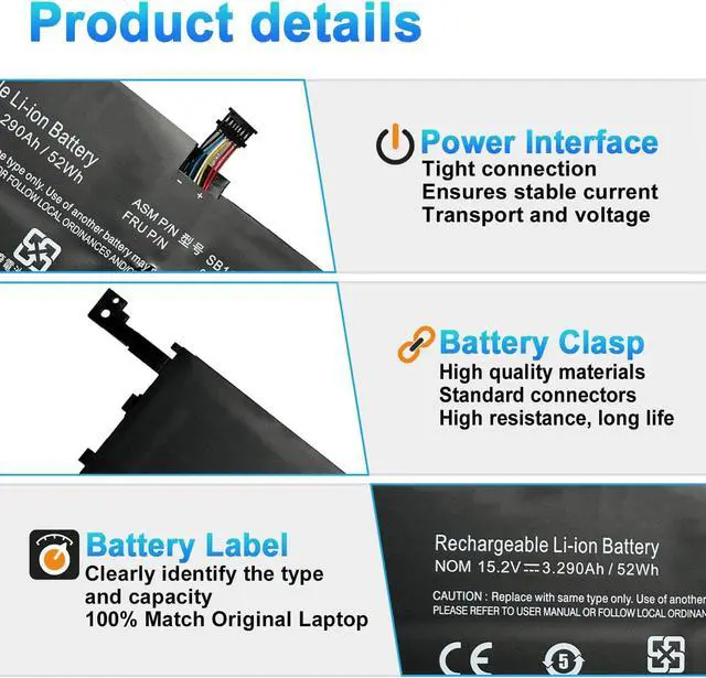 Alt view image 11 of 14 - 00HW028 01AV458 01AV439 SB10F46466 Battery for Lenovo Thinkpad x1 Yoga gen Carbon 4th Gen 4 2016 ThinkPad X1 Yoga Gen1/Gen2 Series 01AV409 01AV457 SB10F46467 01AV438