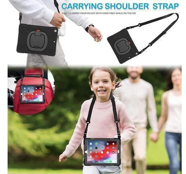 Alt view image 11 of 14 - iPad 8th 7th Generation Case, iPad 10.2 inch Case 2021 2020 2019, Heavy Duty Rugged Kids Cover with Rotating Stand/Pencil Holder/Carrying Strap