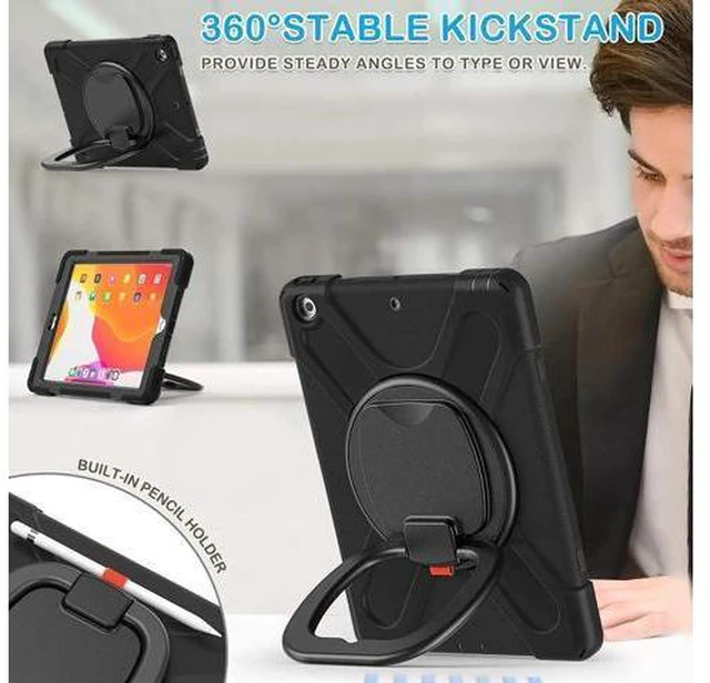 Alt view image 12 of 14 - iPad 8th 7th Generation Case, iPad 10.2 inch Case 2021 2020 2019, Heavy Duty Rugged Kids Cover with Rotating Stand/Pencil Holder/Carrying Strap