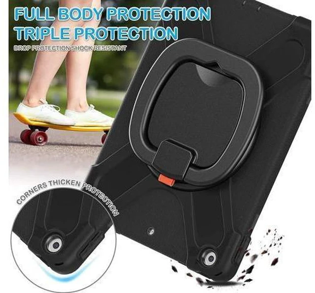 Alt view image 13 of 14 - iPad 8th 7th Generation Case, iPad 10.2 inch Case 2021 2020 2019, Heavy Duty Rugged Kids Cover with Rotating Stand/Pencil Holder/Carrying Strap