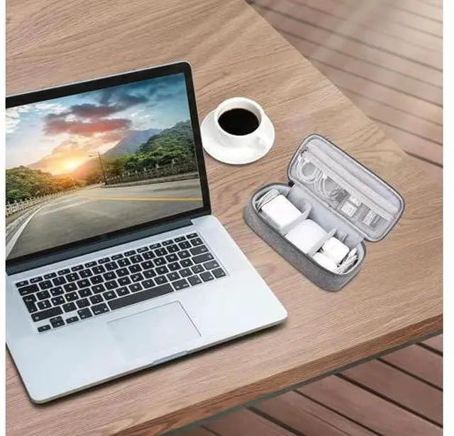 Alt view image 12 of 14 - Cable Organizer Bag, Electronic Organizer Travel Case for Charger & Cords, Travel Accessories, Portable Power Bank Grey