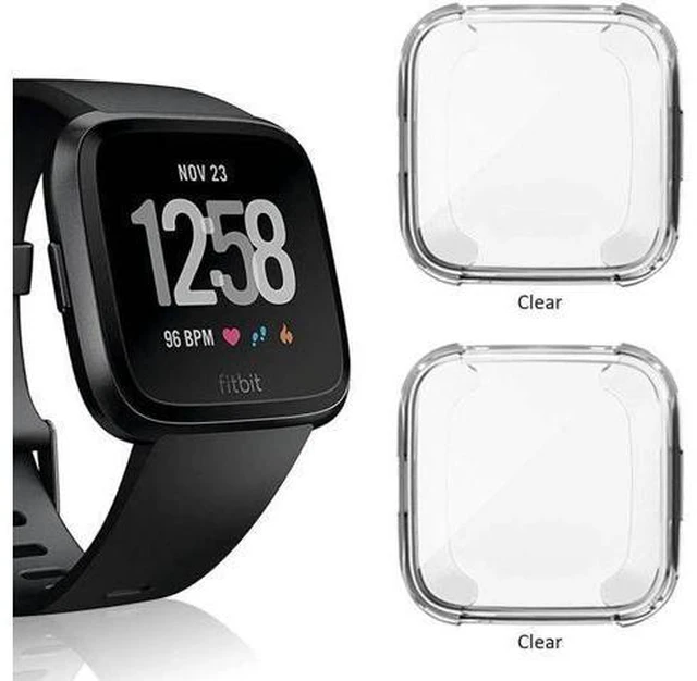 Alt view image 8 of 14 - 2 Pack Screen Protector Case for Fitbit Versa Soft TPU Slim Fit Full Cover Screen Protector Case for Fitbit Versa Smartwatch Bands Accessories