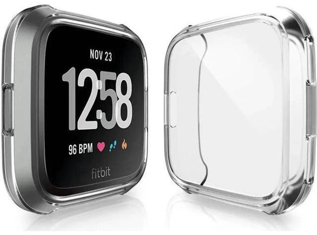 Alt view image 9 of 14 - 2 Pack Screen Protector Case for Fitbit Versa Soft TPU Slim Fit Full Cover Screen Protector Case for Fitbit Versa Smartwatch Bands Accessories