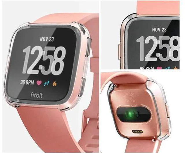 Alt view image 12 of 14 - 2 Pack Screen Protector Case for Fitbit Versa Soft TPU Slim Fit Full Cover Screen Protector Case for Fitbit Versa Smartwatch Bands Accessories