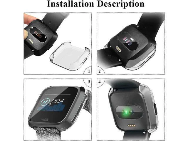 Alt view image 13 of 14 - 2 Pack Screen Protector Case for Fitbit Versa Soft TPU Slim Fit Full Cover Screen Protector Case for Fitbit Versa Smartwatch Bands Accessories