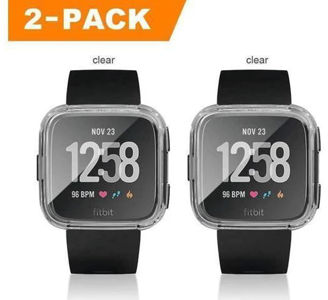 Alt view image 14 of 14 - 2 Pack Screen Protector Case for Fitbit Versa Soft TPU Slim Fit Full Cover Screen Protector Case for Fitbit Versa Smartwatch Bands Accessories