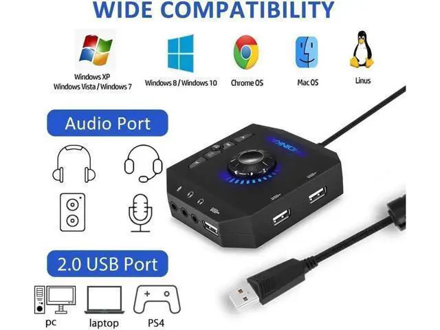 Alt view image 12 of 14 - External Sound Card USB Audio Adapter with 3.5mm Headphone and Microphone Jack Volume Control Stereo Sound Card Plug Play for Windows Mac Linux PC Laptops Desktops