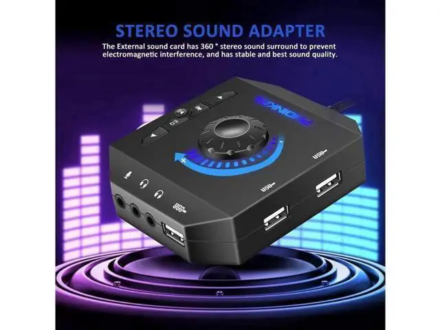 Alt view image 9 of 14 - External Sound Card USB Audio Adapter with 3.5mm Headphone and Microphone Jack Volume Control Stereo Sound Card Plug Play for Windows Mac Linux PC Laptops Desktops