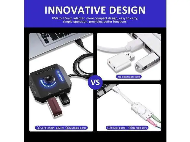 Alt view image 10 of 14 - External Sound Card USB Audio Adapter with 3.5mm Headphone and Microphone Jack Volume Control Stereo Sound Card Plug Play for Windows Mac Linux PC Laptops Desktops