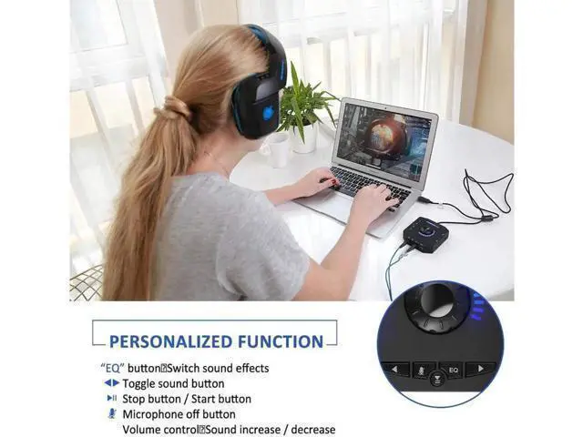 Alt view image 14 of 14 - External Sound Card USB Audio Adapter with 3.5mm Headphone and Microphone Jack Volume Control Stereo Sound Card Plug Play for Windows Mac Linux PC Laptops Desktops