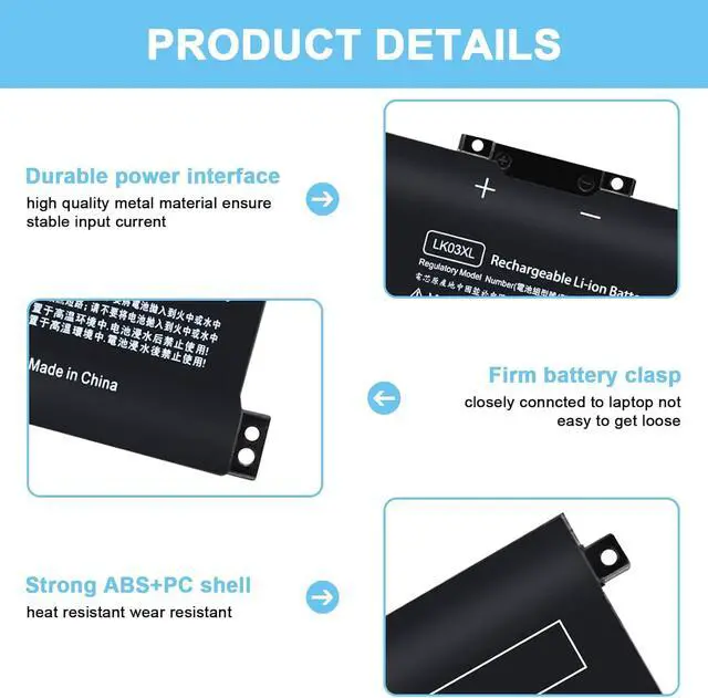 Alt view image 10 of 14 - LK03XL Battery Compatible with HP Envy X360 Convertible Notebook 15m-cn0xxx 15m-cn0012dx 17m-ae0xx 15m-bp 17-ae1xx 15-bq2xx 17t-ce 15m-cn0011dx 15m-bp112dx LKO3XL 916814-855 L09281-855