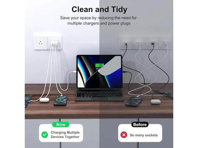 Alt view image 10 of 14 - 3 Pack USB Wall Charger Block, Fast USB C Charger Block 4 Port USB PD Power Adapter, QC Wall Plug Multiport Type C Charging Cube for i-Phone 15/14/13/12/11,L-G,Nexus,H-T-C,Go-o-gle Pixel, and More