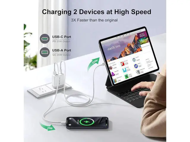 Alt view image 11 of 14 - 3 Pack USB Wall Charger Block, Fast USB C Charger Block 4 Port USB PD Power Adapter, QC Wall Plug Multiport Type C Charging Cube for i-Phone 15/14/13/12/11,L-G,Nexus,H-T-C,Go-o-gle Pixel, and More