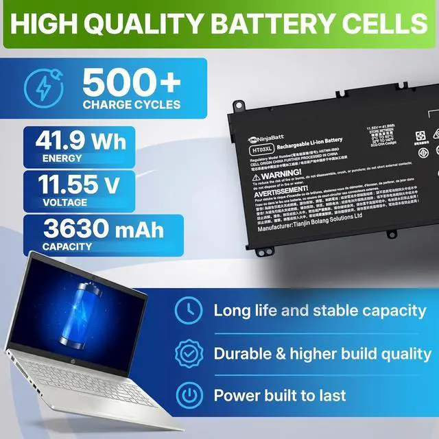 Alt view image 12 of 14 - HT03XL Laptop Battery for HP L11119-855 HW03XL Pavilion 15-DB Series14M-DH0003DX 14M-DH1003DX 15T-CS200 15-DY0013DX 15-DY1023DX 15-DY1751MS 15-CS3073CL
