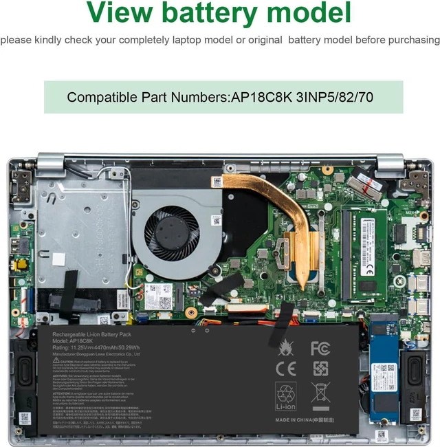 Alt view image 11 of 14 - AP18C8K Laptop Battery Compatible with Acer Aspire 5 A514-52 A514-54 7 A715-42G Swift 3 SF314-42 SF314-57 SF314-57G SF314-58 SF314-59 Chromebook CB315-3H 314-C933 TravelMate P2 TMP215-52 A514-52-58U3