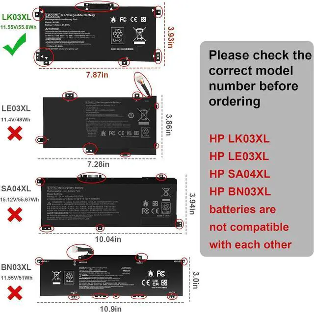 Alt view image 9 of 14 - LK03XL Battery for HP Envy X360 Convertible 15m-bq1xx 15m-bp0xx 15-cr0xxx 15-bq2xx 15-cp0xxx 15t-cn 17-ae1xx 17m-ae011dx 17m-ce0013dx 17t-ce100 L08855-856 l0928-855