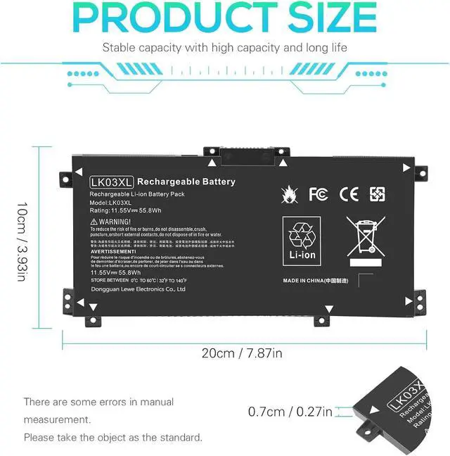 Alt view image 10 of 14 - LK03XL Battery for HP Envy X360 Convertible 15m-bq1xx 15m-bp0xx 15-cr0xxx 15-bq2xx 15-cp0xxx 15t-cn 17-ae1xx 17m-ae011dx 17m-ce0013dx 17t-ce100 L08855-856 l0928-855