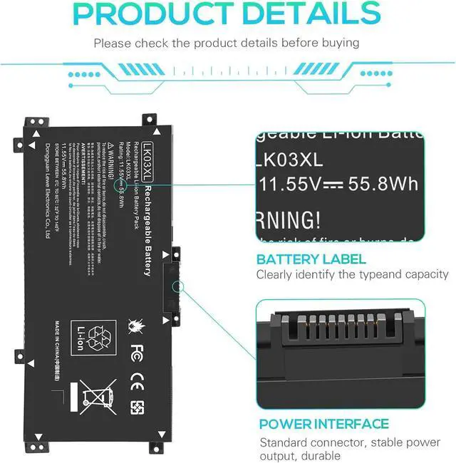Alt view image 12 of 14 - LK03XL Battery for HP Envy X360 Convertible 15m-bq1xx 15m-bp0xx 15-cr0xxx 15-bq2xx 15-cp0xxx 15t-cn 17-ae1xx 17m-ae011dx 17m-ce0013dx 17t-ce100 L08855-856 l0928-855