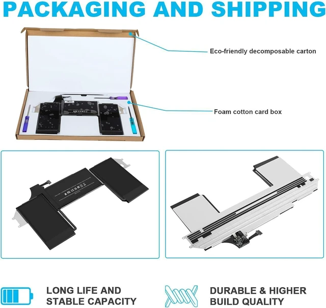 Alt view image 14 of 14 - A1932 A2179 Battery Replacement, A1965 Battery for MacBook Air 13 inch Model A1932 EMC 3184 (Mid 2018, 2019) Model A2179 EMC 3302 (2020 Release Version), 11.4 Volts 49.9Wh 4379mAh