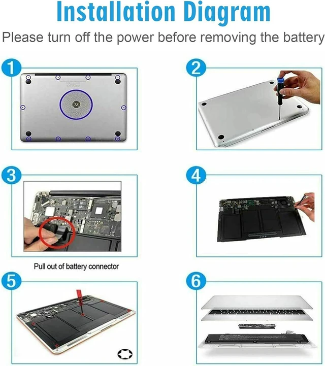 Alt view image 12 of 14 - A1405 A1466 Replacement Laptop Battery for MacBook Air 13 inch A1466 (Mid 2012,Mid 2013,Early 2014, Early 2015,2017) A1369 (Late 2010 Mid 2011 Version), Also fit A1496 A1377 661-5731 Upgraded