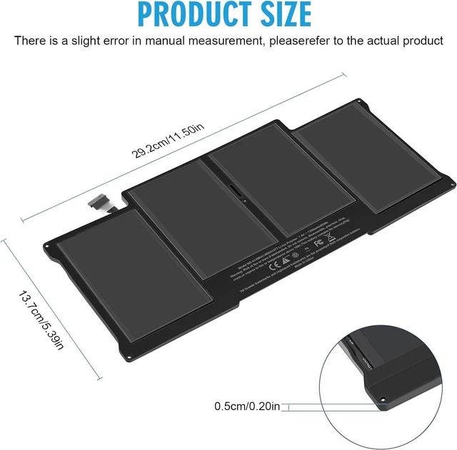 Alt view image 10 of 14 - A1405 A1466 Replacement Laptop Battery for MacBook Air 13 inch A1466 (Mid 2012,Mid 2013,Early 2014, Early 2015,2017) A1369 (Late 2010 Mid 2011 Version), Also fit A1496 A1377 661-5731 Upgraded
