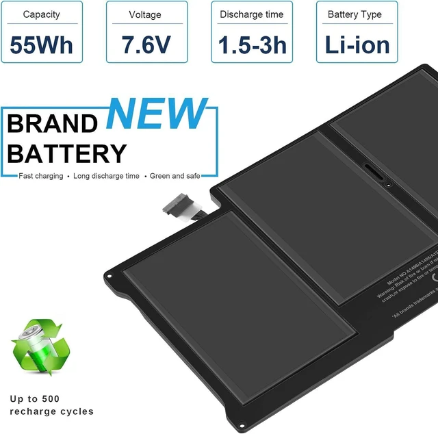 Alt view image 14 of 14 - A1405 A1466 Replacement Laptop Battery for MacBook Air 13 inch A1466 (Mid 2012,Mid 2013,Early 2014, Early 2015,2017) A1369 (Late 2010 Mid 2011 Version), Also fit A1496 A1377 661-5731 Upgraded
