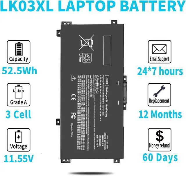 Alt view image 11 of 12 - LK03XL l09281-855 Battery for HP Envy X360 15-bp 15-bq 17-ae 17m-ae 17m-ae0xx 15m-bp112dx 15m-bp111dx 15m-bp011dx 15m-bp012dx 15m-bp1xx 15m-bq1xx 15m-cn0011dx 15m-cn0012dx L09280-855 916814-855