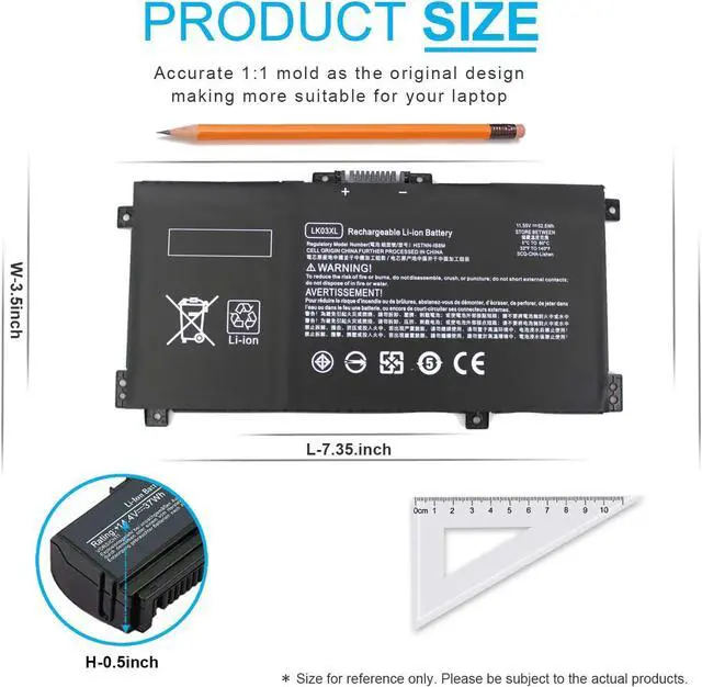 Alt view image 10 of 12 - LK03XL l09281-855 Battery for HP Envy X360 15-bp 15-bq 17-ae 17m-ae 17m-ae0xx 15m-bp112dx 15m-bp111dx 15m-bp011dx 15m-bp012dx 15m-bp1xx 15m-bq1xx 15m-cn0011dx 15m-cn0012dx L09280-855 916814-855