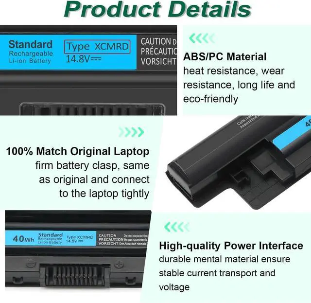 Alt view image 14 of 14 - 40WH XCMRD 14.8V Battery for Dell Inspiron 15 3000 Series 15 3531 3537 3541 3542 3543 3521 i3531 i3542 i3543 3878 17 3737 3721 15R 5521 5537 17R 5737 Latitude 3540 4WY7C FW1MN V8VNT P28F P26E P40F