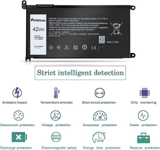 Alt view image 8 of 10 - 42Wh WDX0R Laptop Battery Replacement for Dell Inspiron 15 5570 7573 7579 7569 5578 5565 5567 5568 5775 5579 7560 7570 13 5378 5368 7375 7368 7378 17 5765 5767 5770 3780 3790 P58F P75F P66F P69G 3CRH3