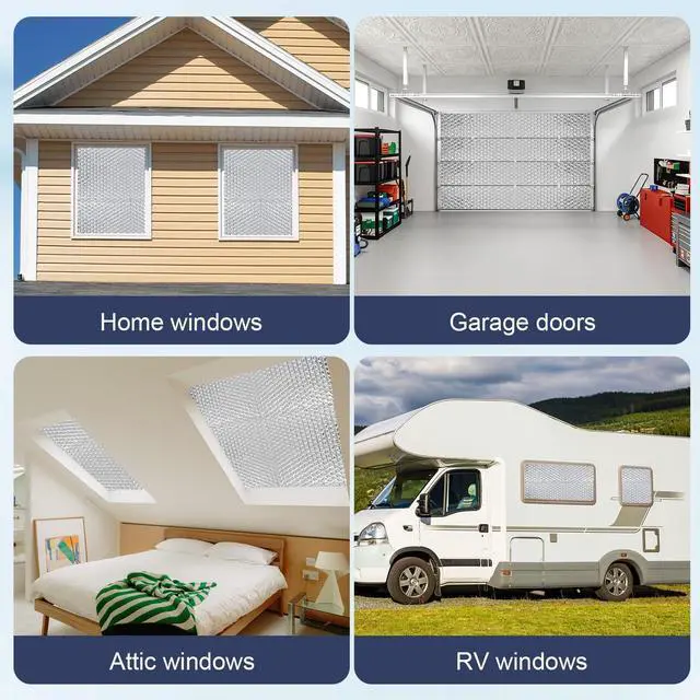Alt view image 13 of 14 - Double Reflective Bubble Foil Insulation Foam, 47IN X 10FT Window Insulation for Summer Heat Reflective Window Film for Window, Garage Door, RV, Roof