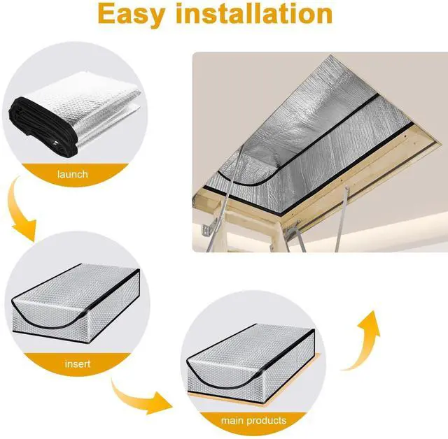Alt view image 11 of 12 - Attic Door Insulation Cover, Attic Tent 25 x 54 x 11 in | Energy-saving attic stairway door ladder insulator with zipper