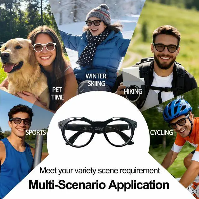 Alt view image 12 of 14 - AI Smart Glasses with Camera, 1080P HD POV First Person View Video Recording and Translator, AI Object Recognition, Bluetooth Audio, 290mAh Battery, Photochromic Lenses for Sports, Travel, Work