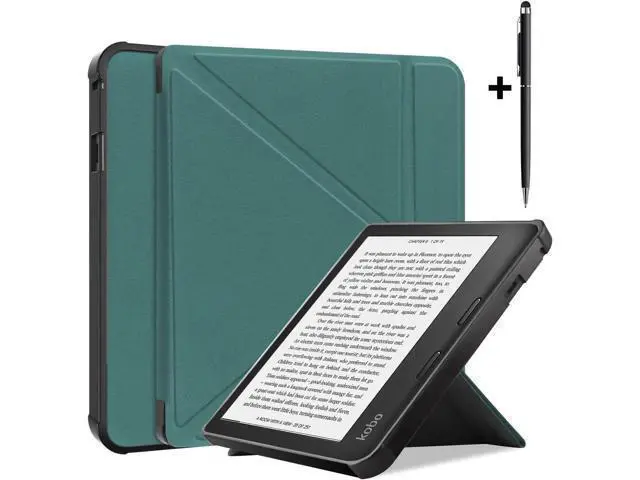 Alt view image 8 of 14 - Slim Case for Kobo Sage 2021 Release - Soft TPU Protective Back Cover with Auto Wake/Sleep for 8 inch Kobo Sage eReader Dark Green
