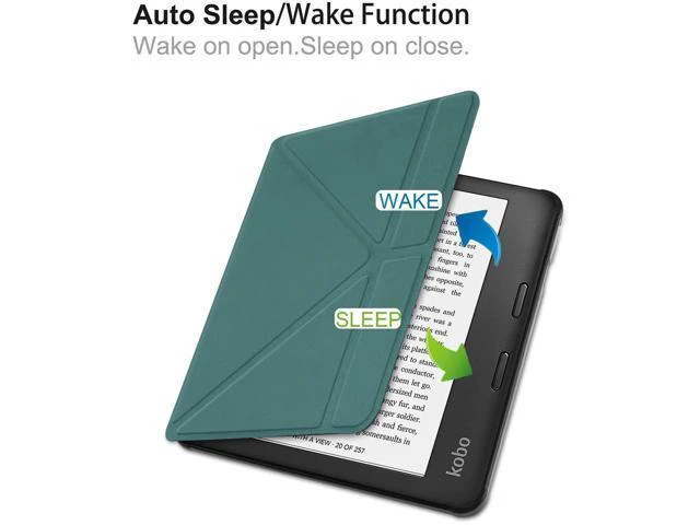 Alt view image 11 of 14 - Slim Case for Kobo Sage 2021 Release - Soft TPU Protective Back Cover with Auto Wake/Sleep for 8 inch Kobo Sage eReader Dark Green